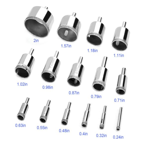 Scies cloches diamant 15 pieces 6mm - 50mm