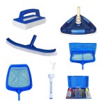 Kits de piscine 7 (tête d'aspirateur + écumoire à râteau profond + brosse + thermomètre + kit de test)